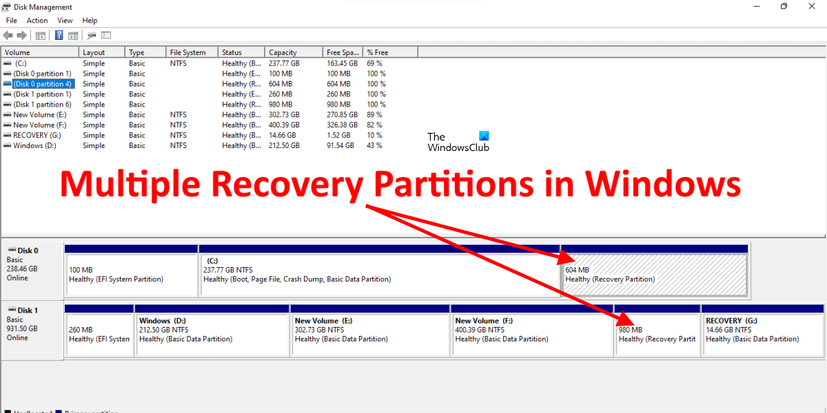 Multiple Recovery Partitions in Windows Multiple Recovery Partitions in Windows